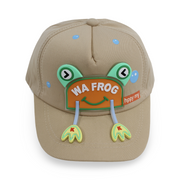 Boys Cotton Cap – Beige with Frog Design