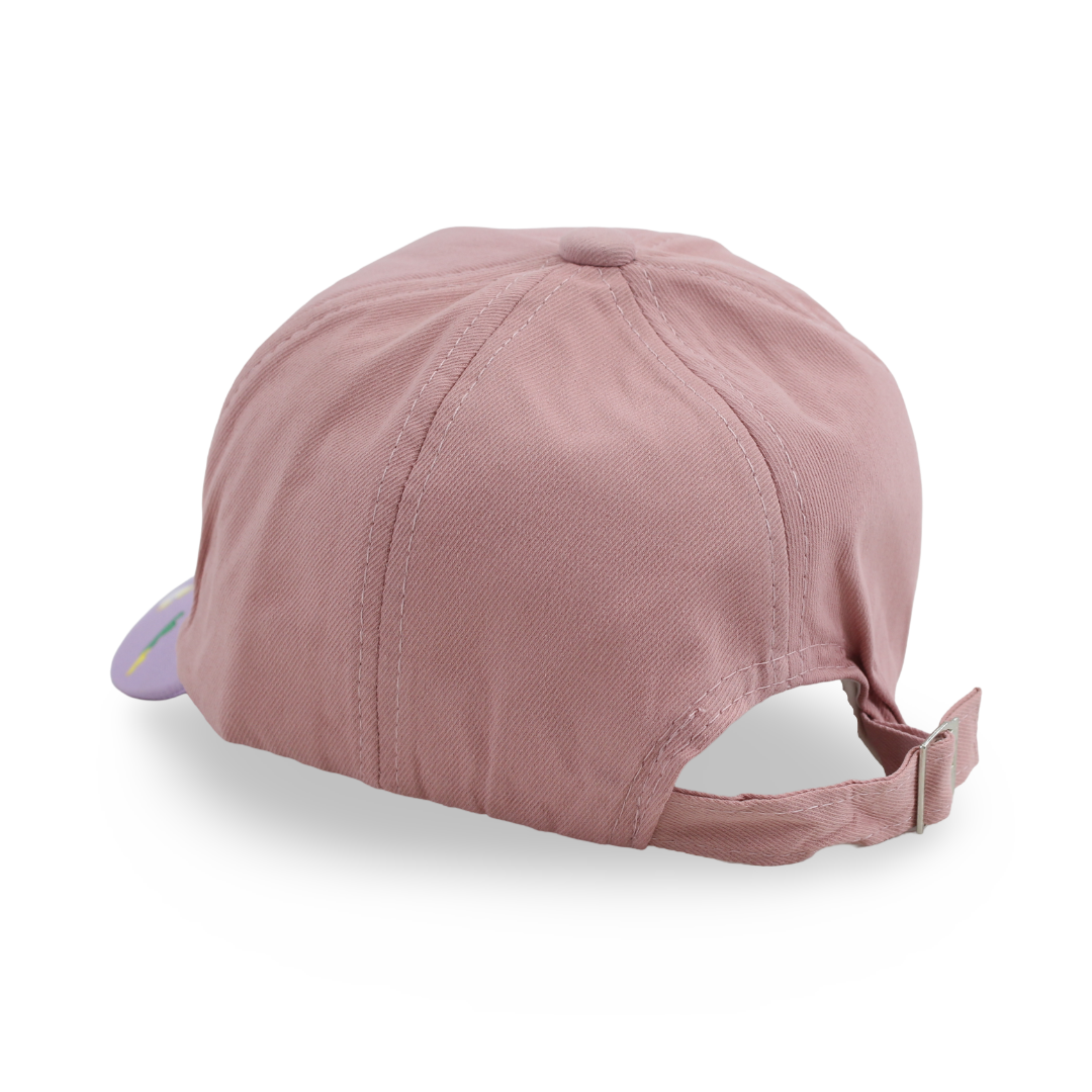 Boys Cotton Cap – Dusty Pink with Racer Dino Design