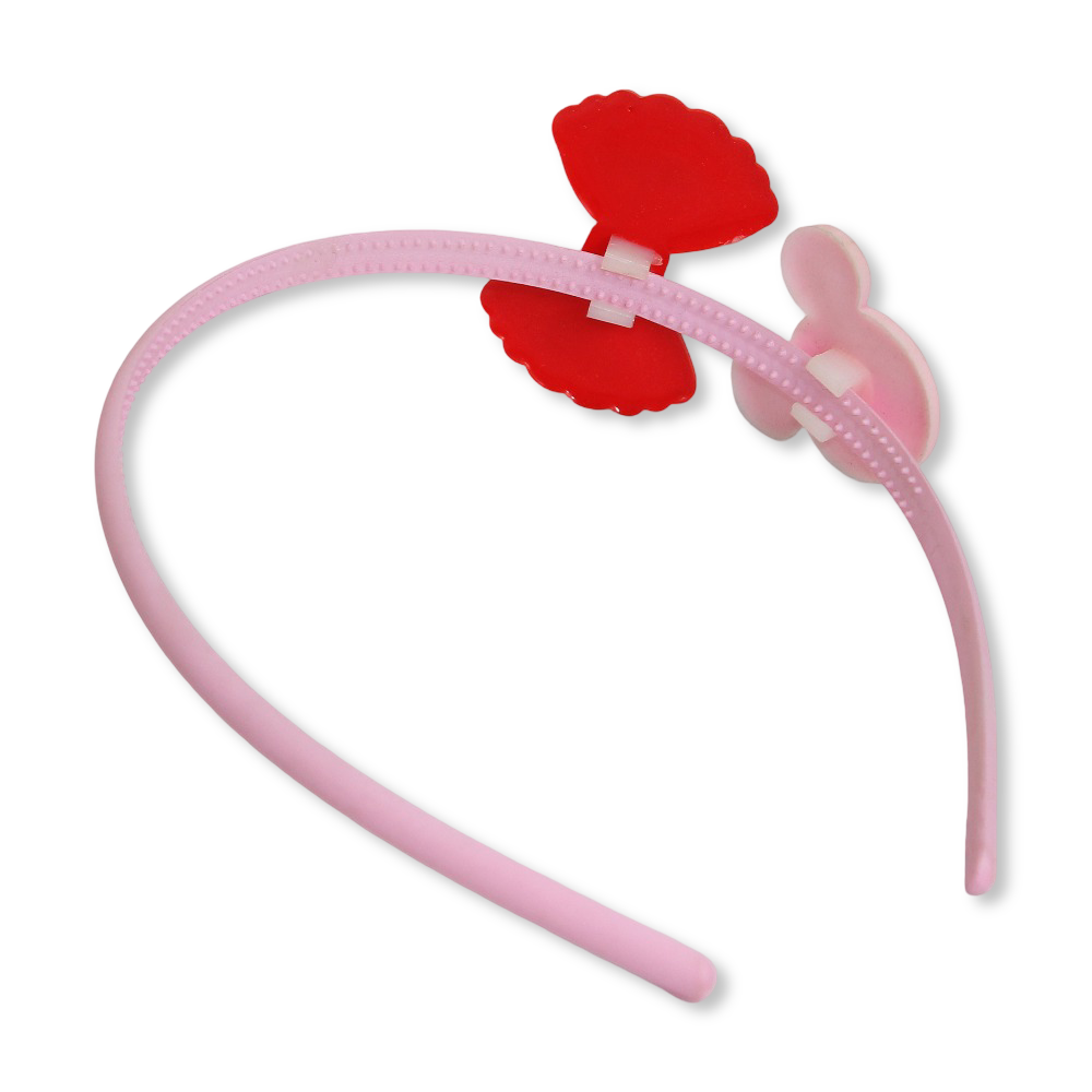 Acrylic Headband – Pink with Red Bow