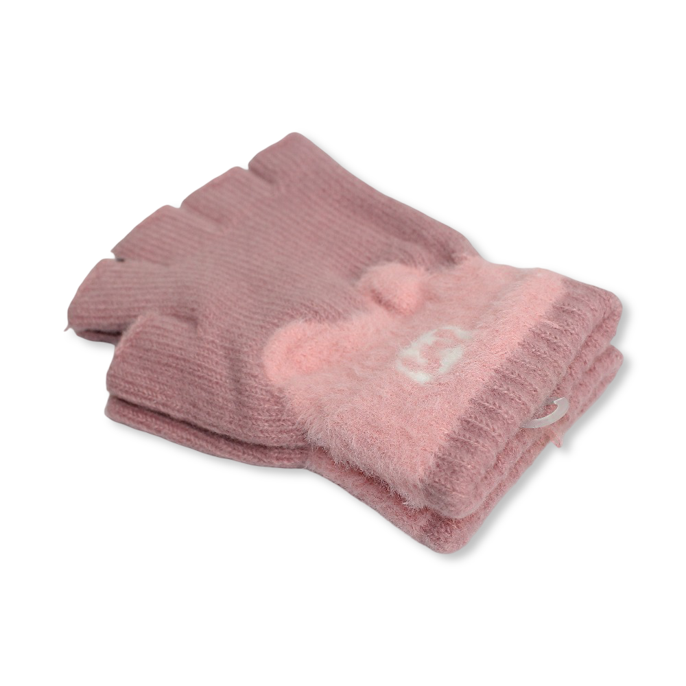 Children Fur Half Finger Gloves