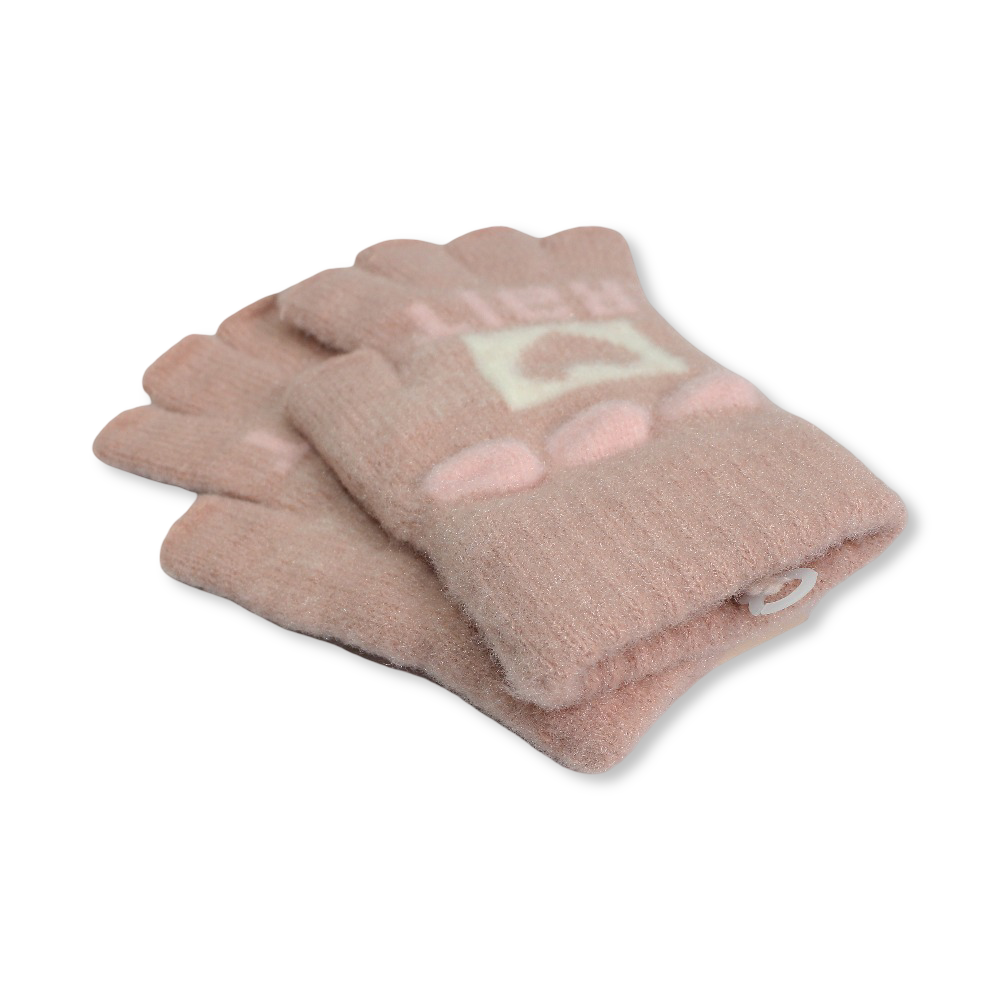 Children Half Finger Gloves – Salmon with Heart Design