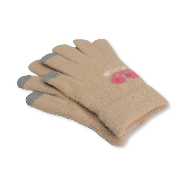 Children Gloves – Beige with Heart Design