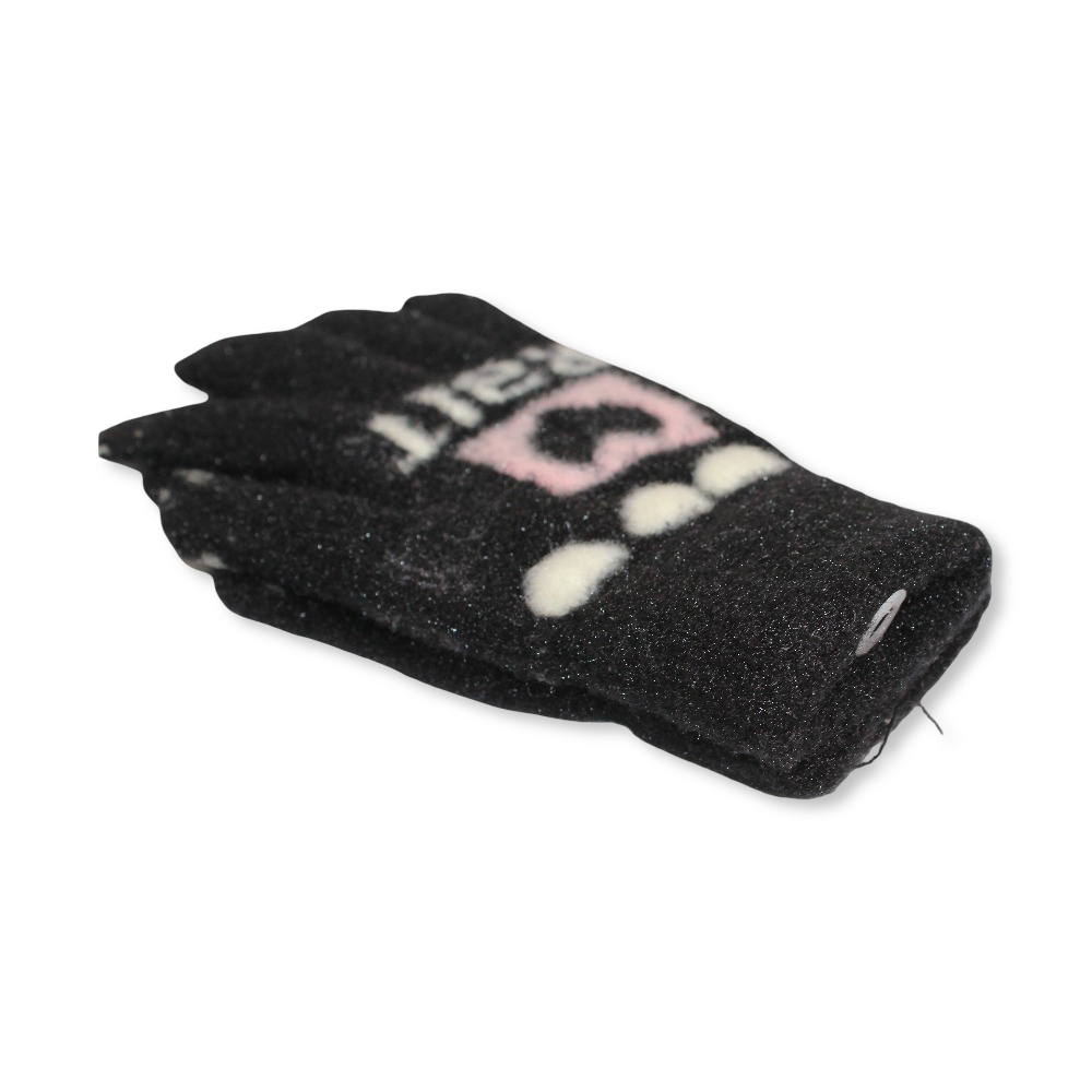 Children Gloves – Black with Heart Design