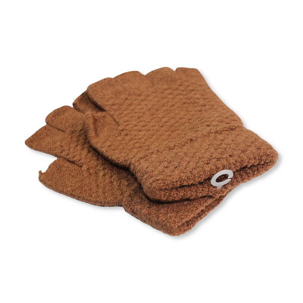 Children Half Finger Gloves – Brown