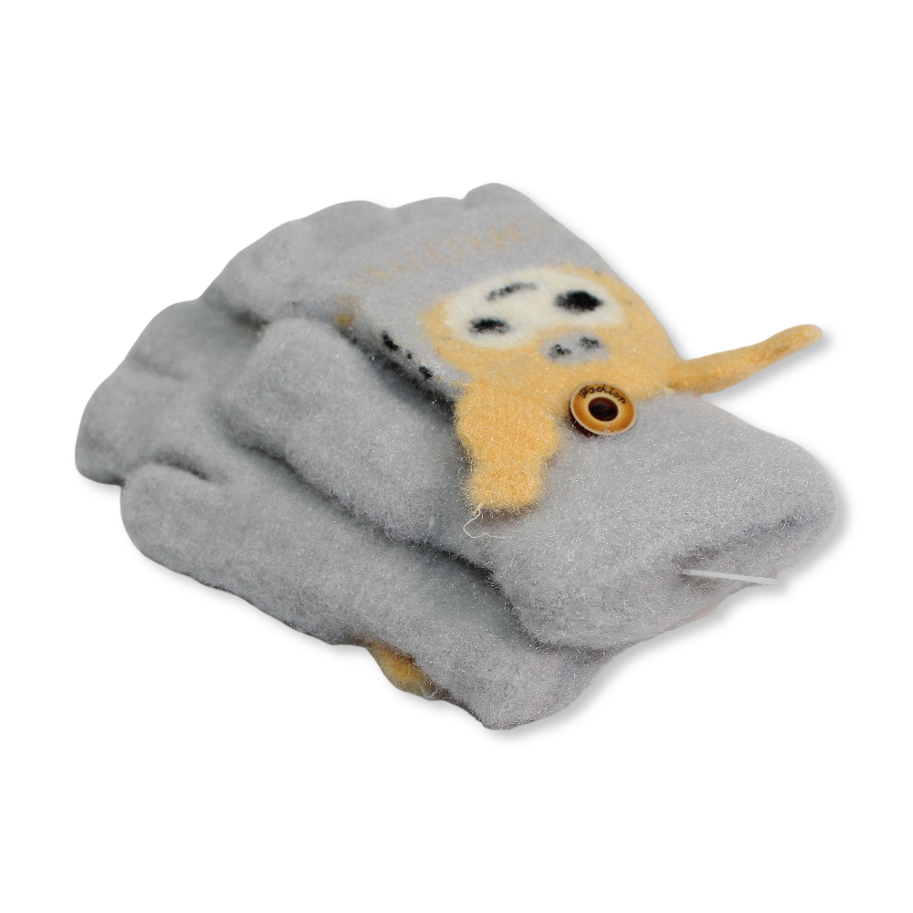Children Half Finger Gloves – Grey with Kuromi Design