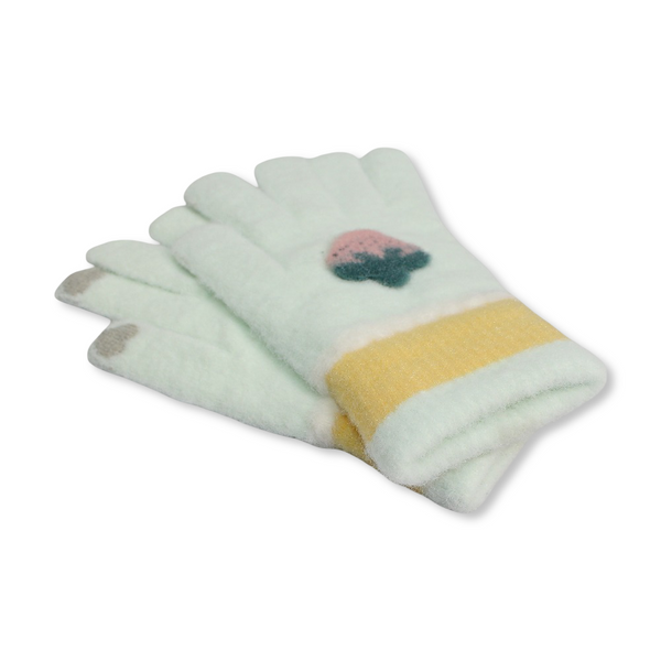 Children Gloves – Off-White with Strawberry Design