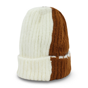 Unisex Knitted Beanie – Brown/Off-White