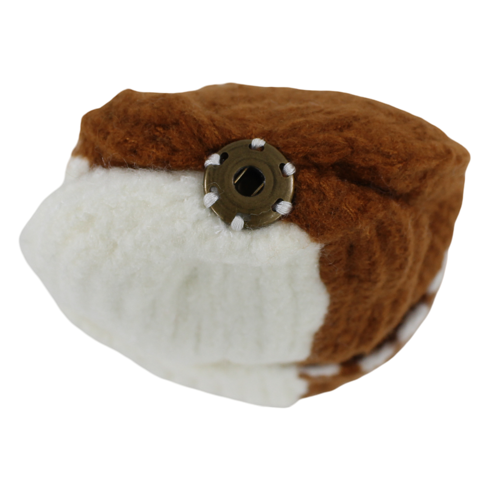 Unisex Knitted Beanie – Brown/Off-White