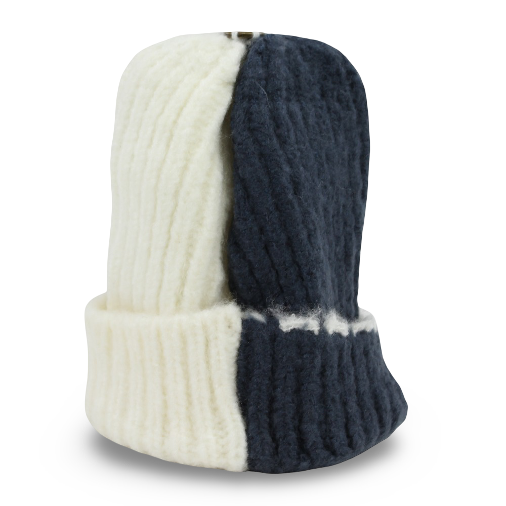Unisex Knitted Beanie – Navy/Off-White