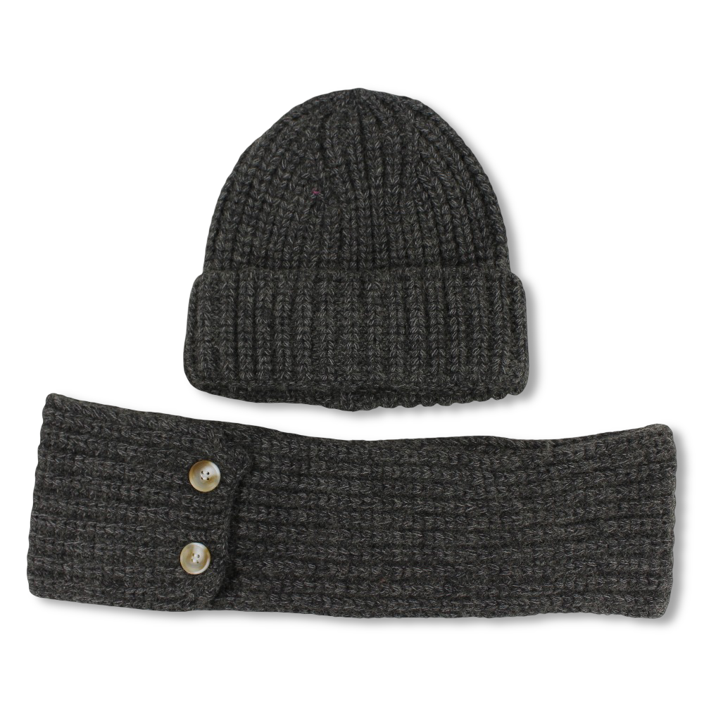 Unisex Beanie & Scarf Set – Grey