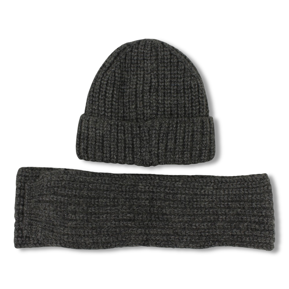Unisex Beanie & Scarf Set – Grey