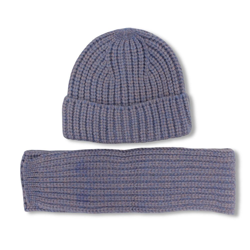 Unisex Beanie & Scarf Set – Baby Blue