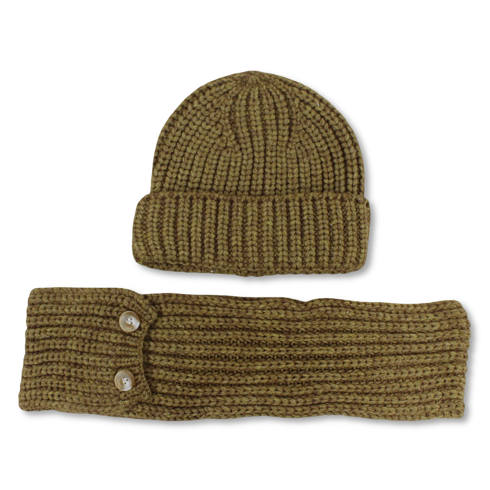 Unisex Beanie & Scarf Set – Coffee