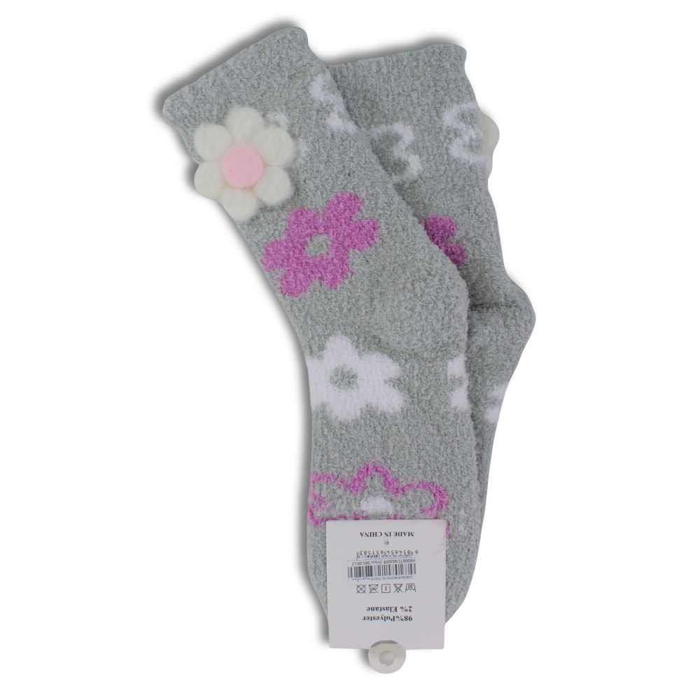 Girls Socks – Mint with Flowers Design