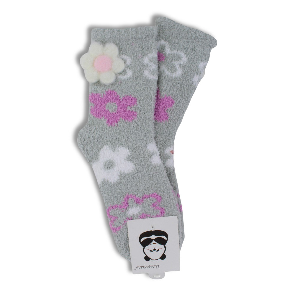 Girls Socks – Mint with Flowers Design
