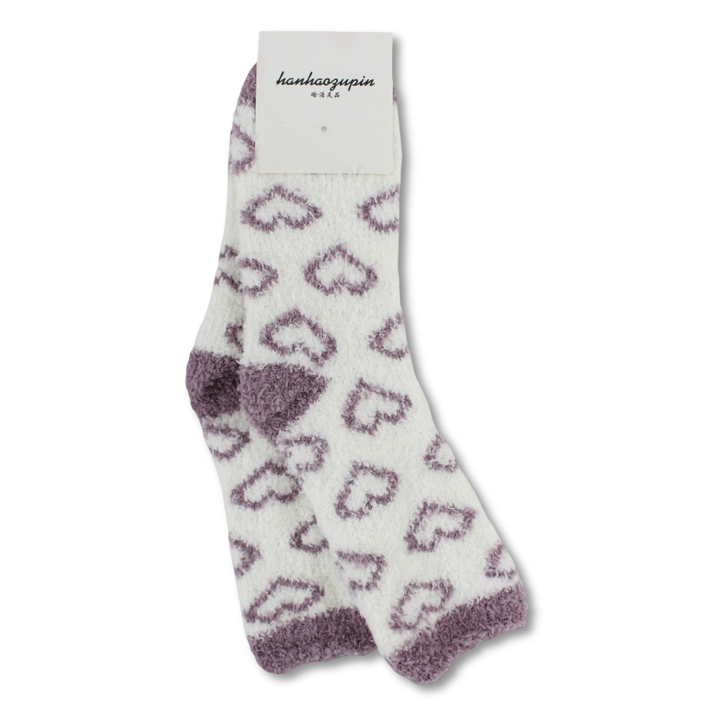 Girls Socks – Dusty Pink with Hearts Design