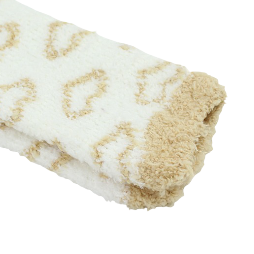 Girls Socks – Beige with Hearts Design