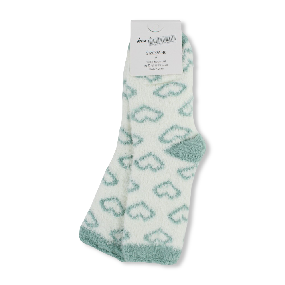 Girls Socks – Mint with Hearts Design