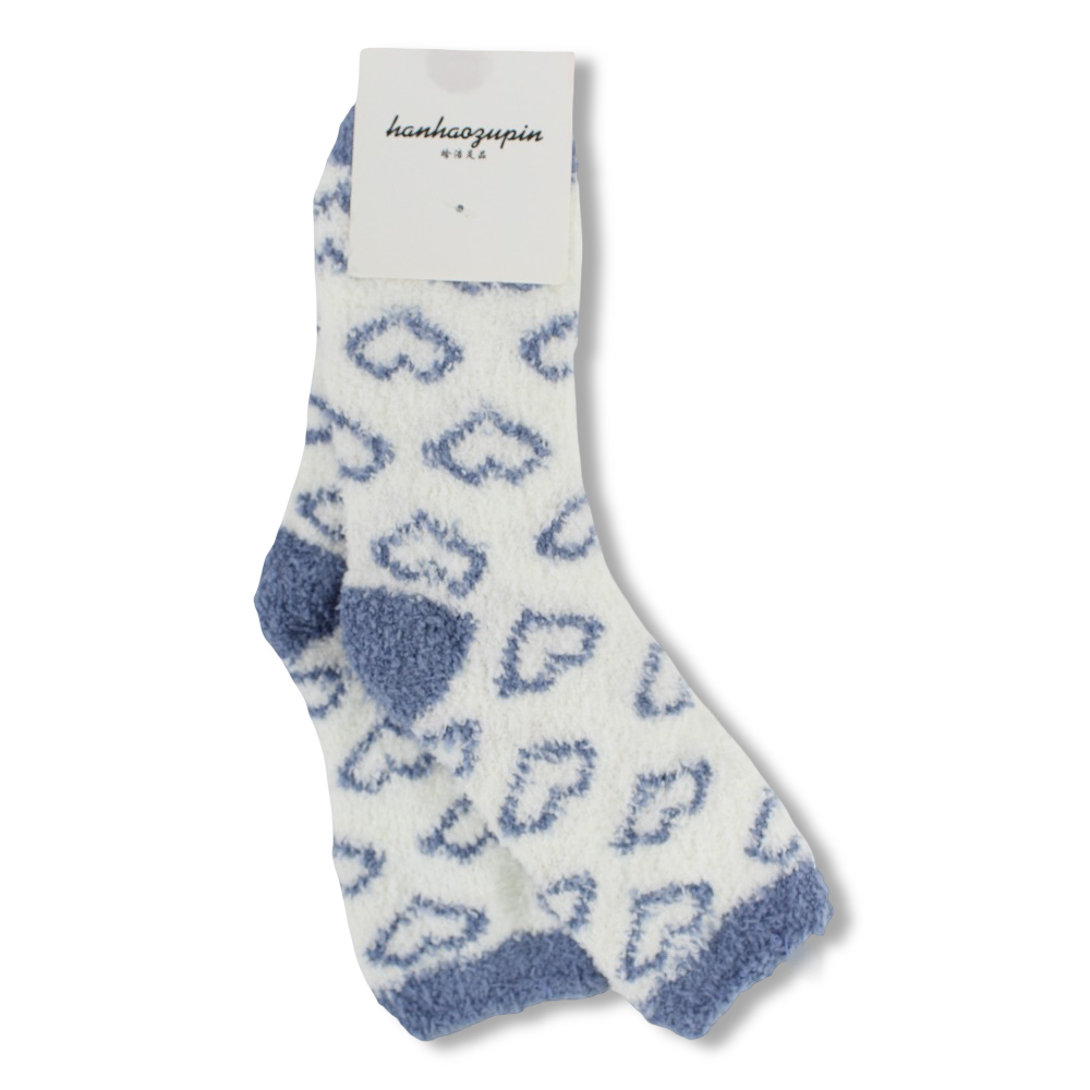 Girls Socks – Baby Blue with Hearts Design