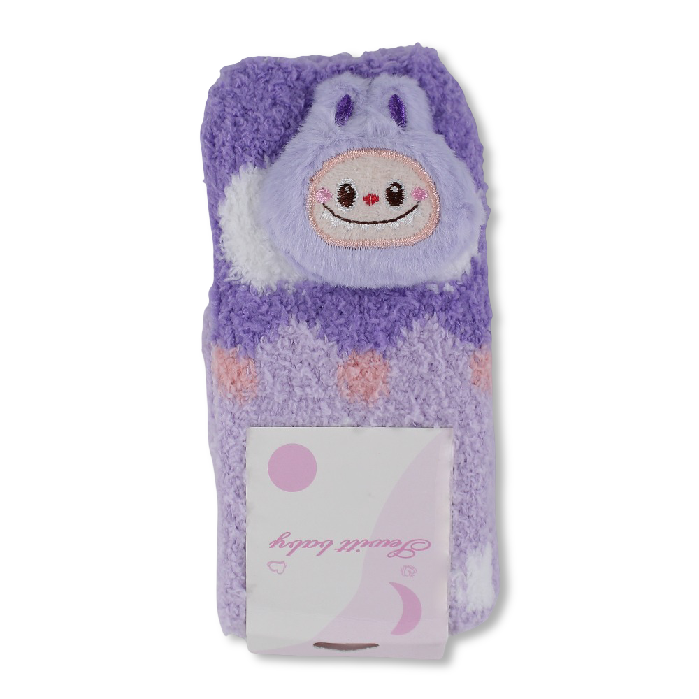 Girls Socks – Purple with Labubu Design