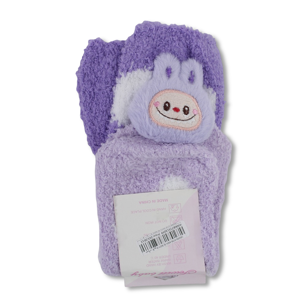 Girls Socks – Purple with Labubu Design