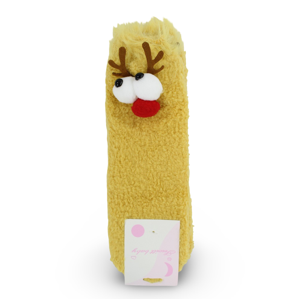 Unisex Socks – Mustard with Reindeer Design - Clothing - Fancy