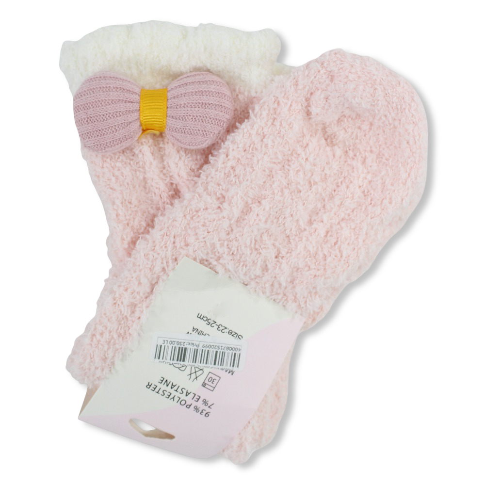 Girls Socks – Pink with Bow Design