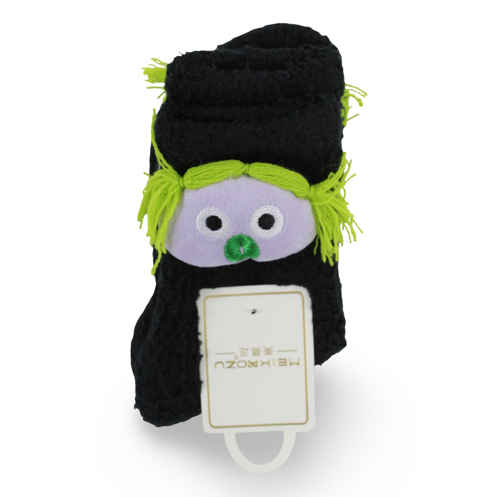 Girls Socks – Black with Doll Design