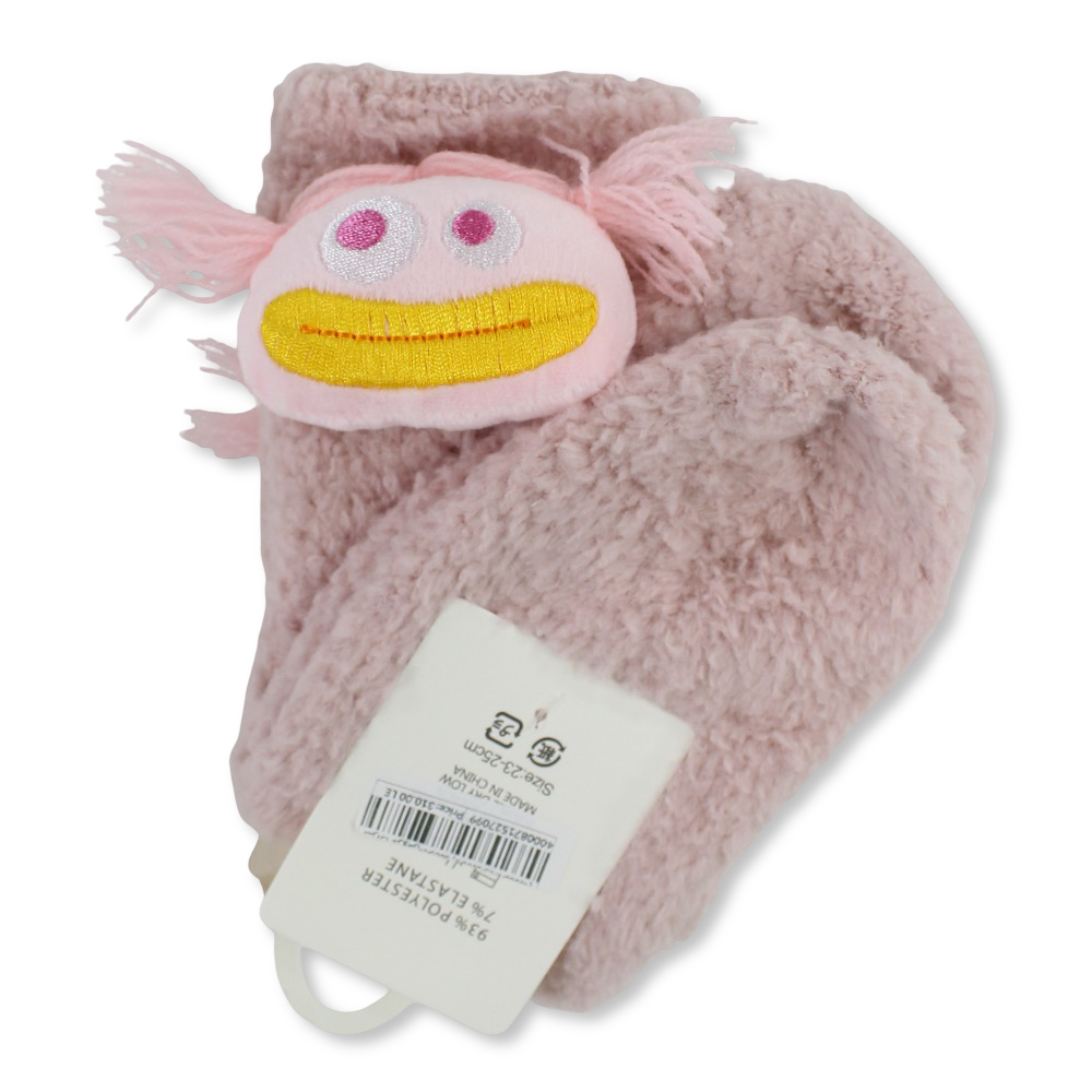 Girls Socks – Dusty Pink with Doll Design