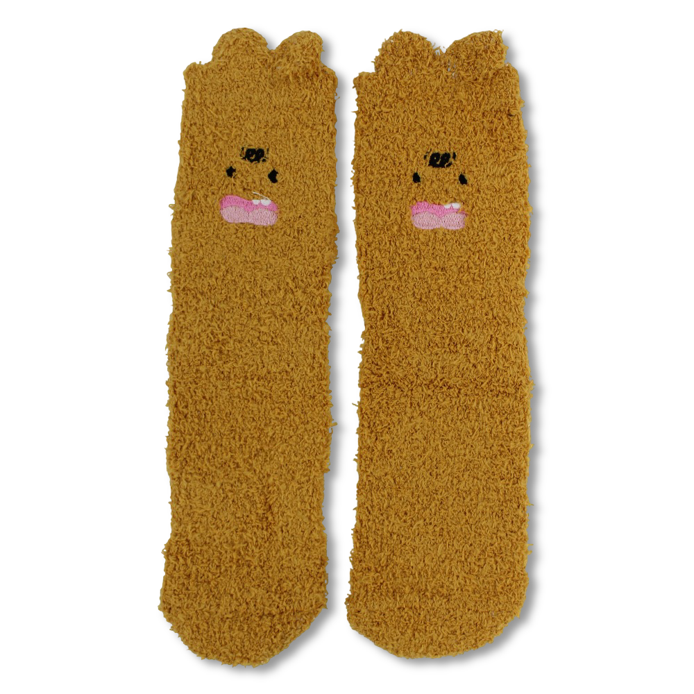 Unisex Socks – Mustard with Cartoon Character Design - Clothing - Fancy