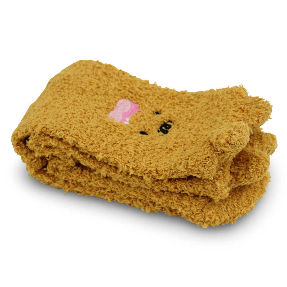 Unisex Socks – Mustard with Cartoon Character Design