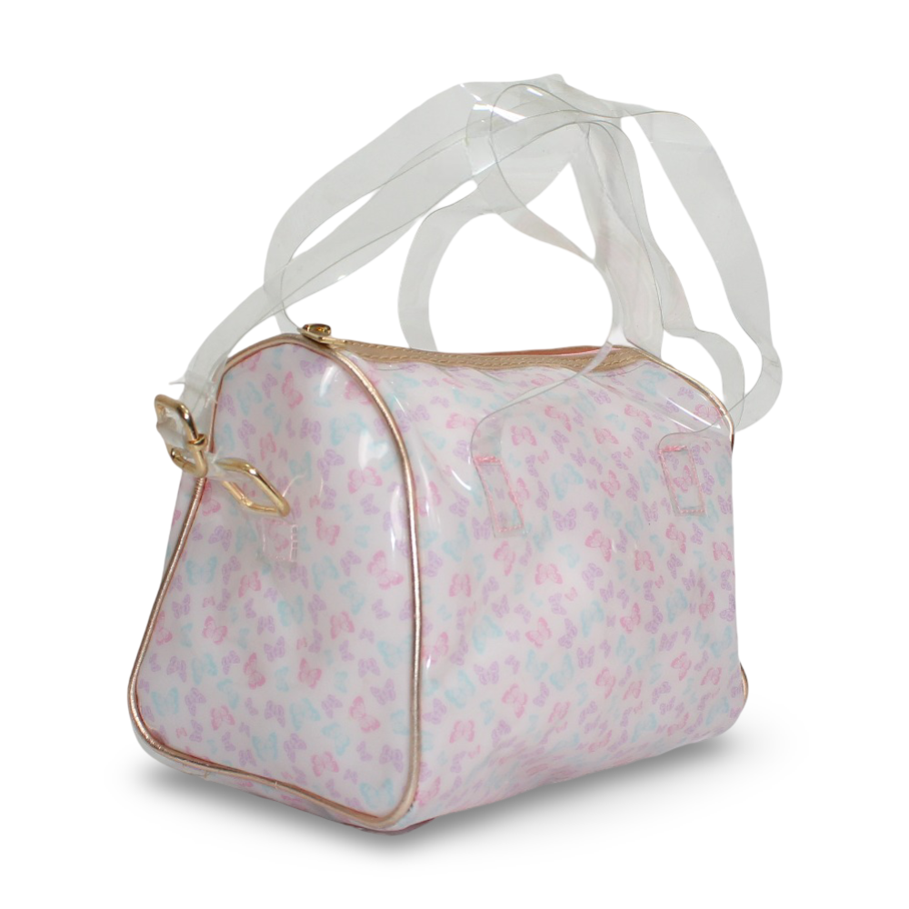 Girls Cross Bag – White with Butterflies Design