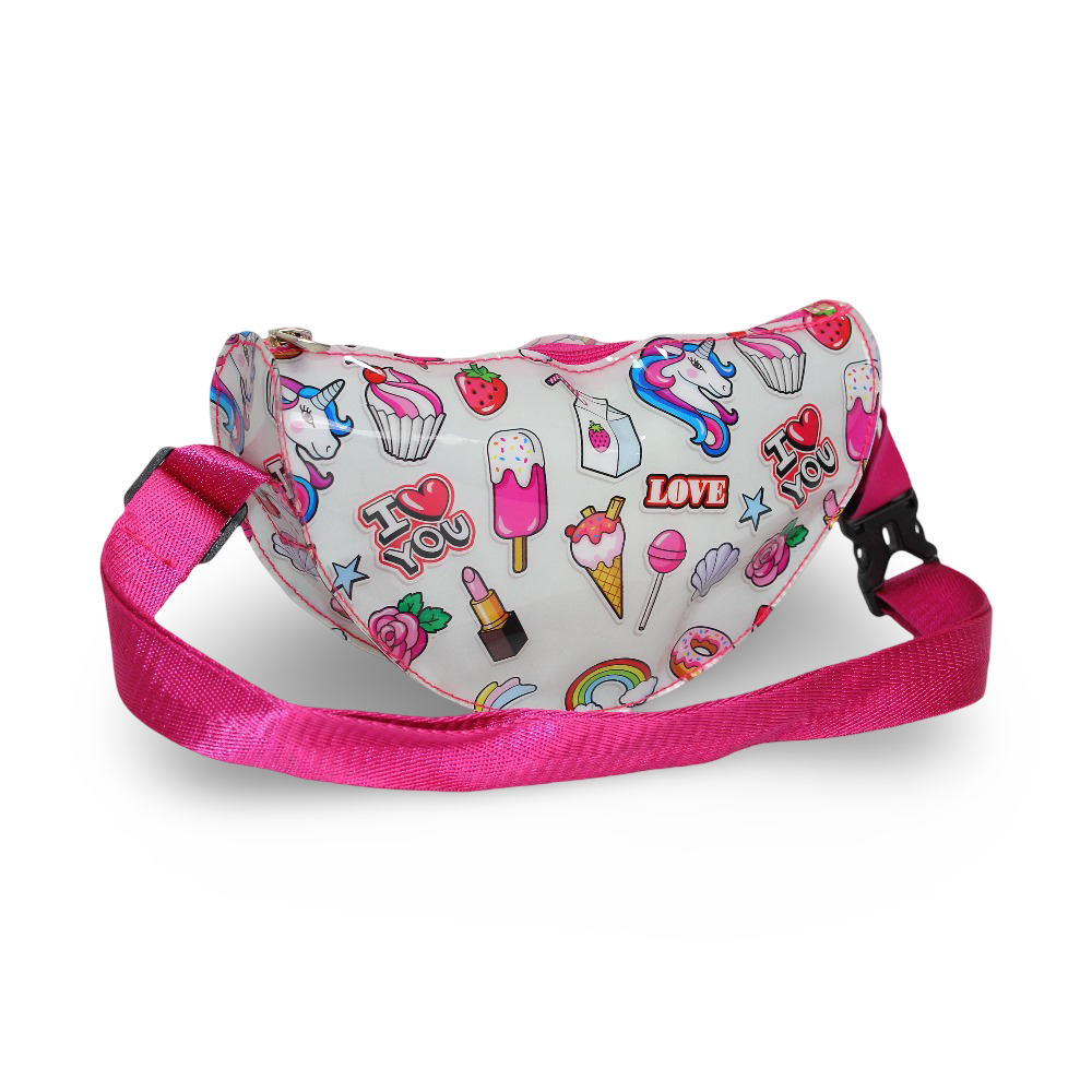 Girls Waist Bag – Fuchsia with Ice Cream Design