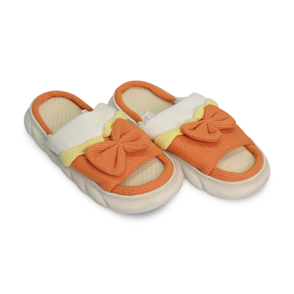 Woman Fur Slippers – with Bow Design