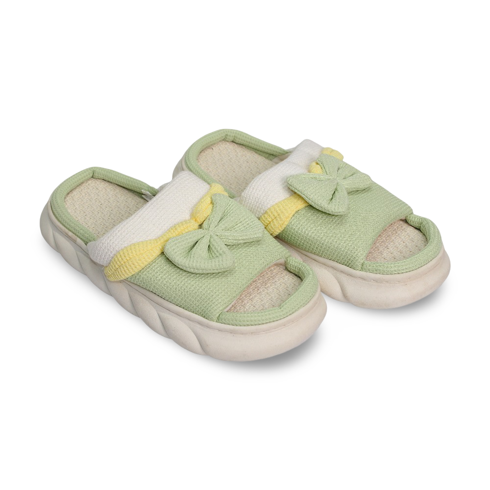 Woman Fur Slippers – with Bow Design