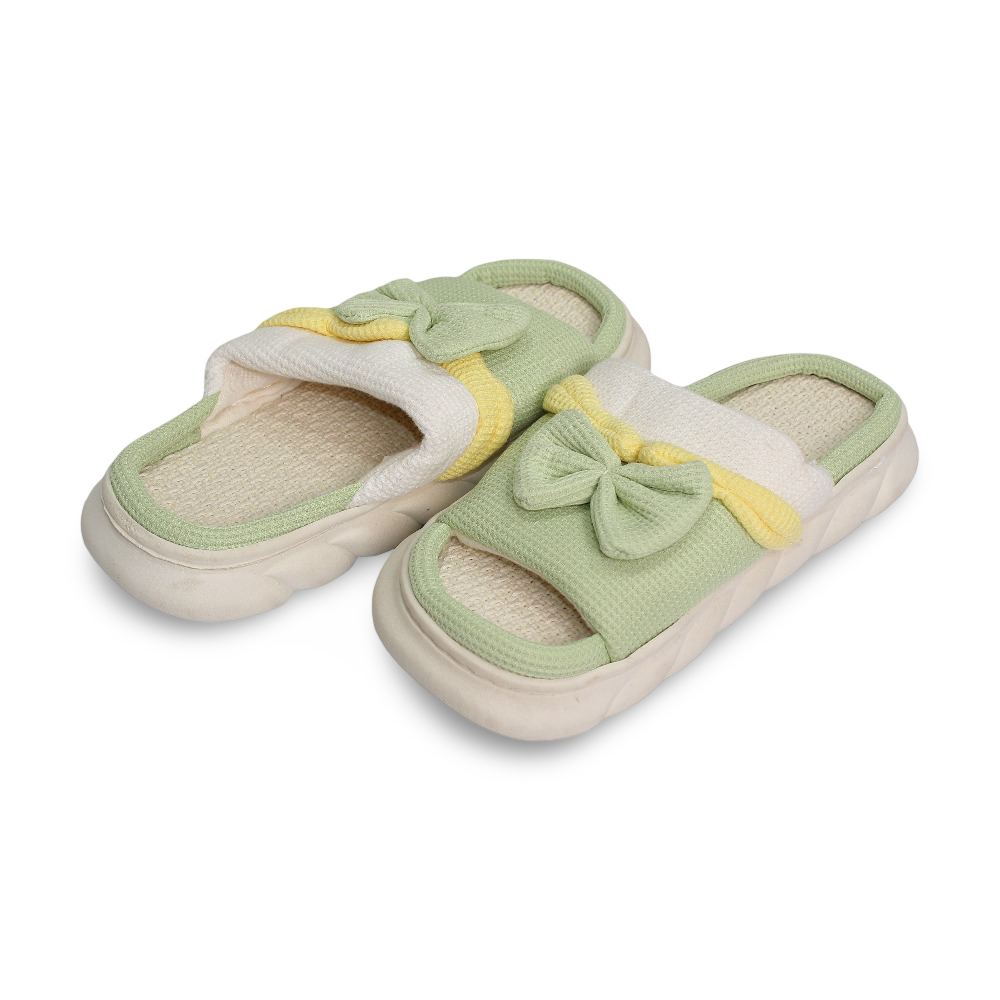 Woman Fur Slippers – with Bow Design