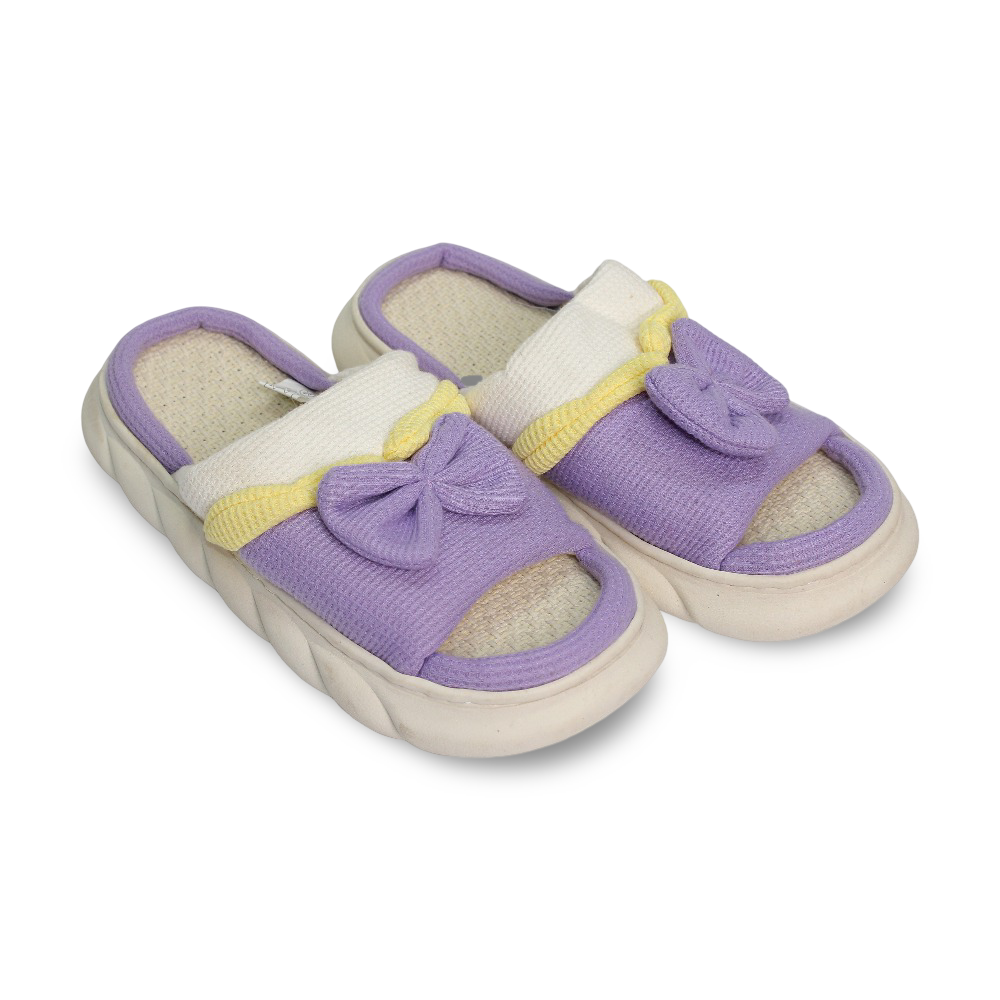 Woman Fur Slippers – with Bow Design