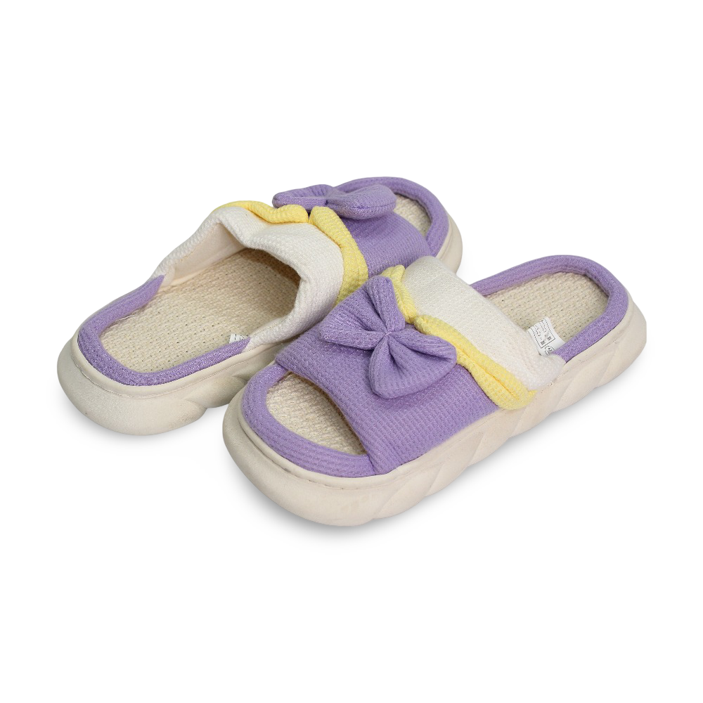 Woman Fur Slippers – with Bow Design
