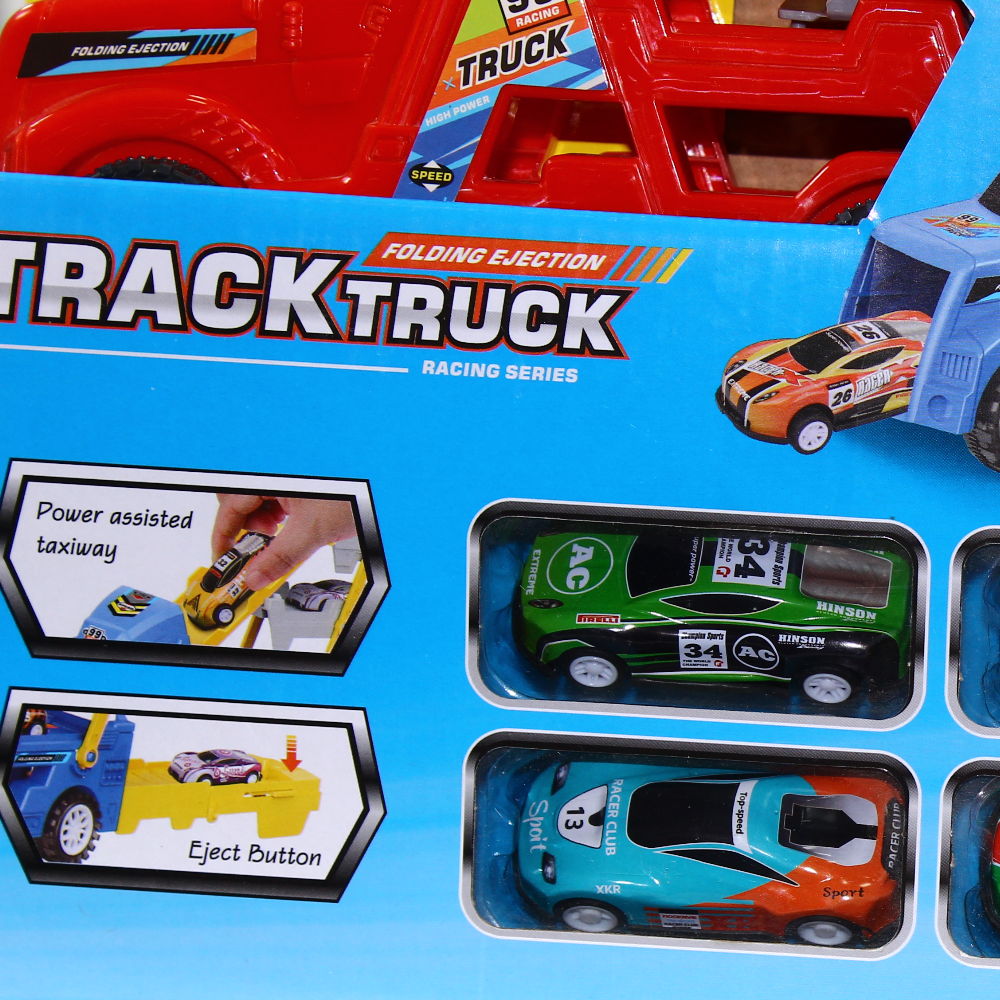 Track Storage Truck – 3 Tier with 6 Cars (Red)