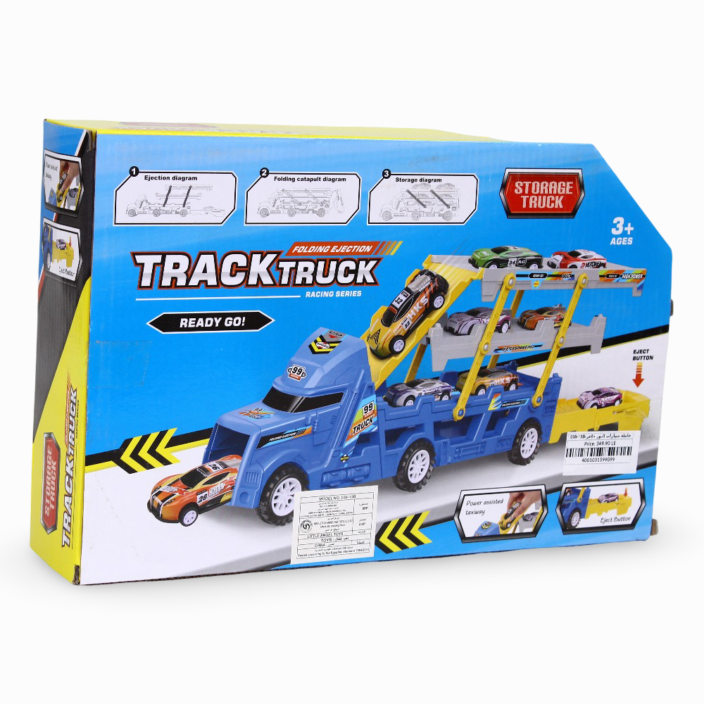 Track Storage Truck – 3 Tier with 6 Cars (Red)