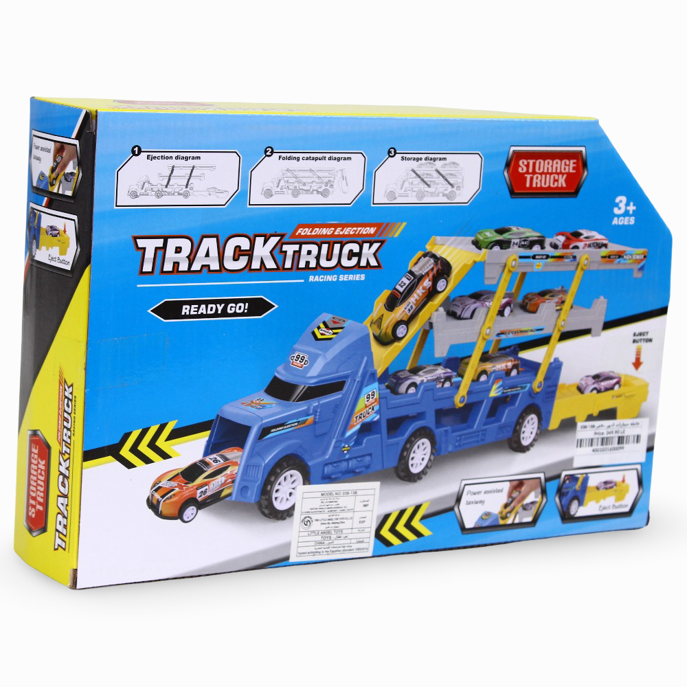 Track Storage Truck – 3 Tier with 6 Cars (Blue)