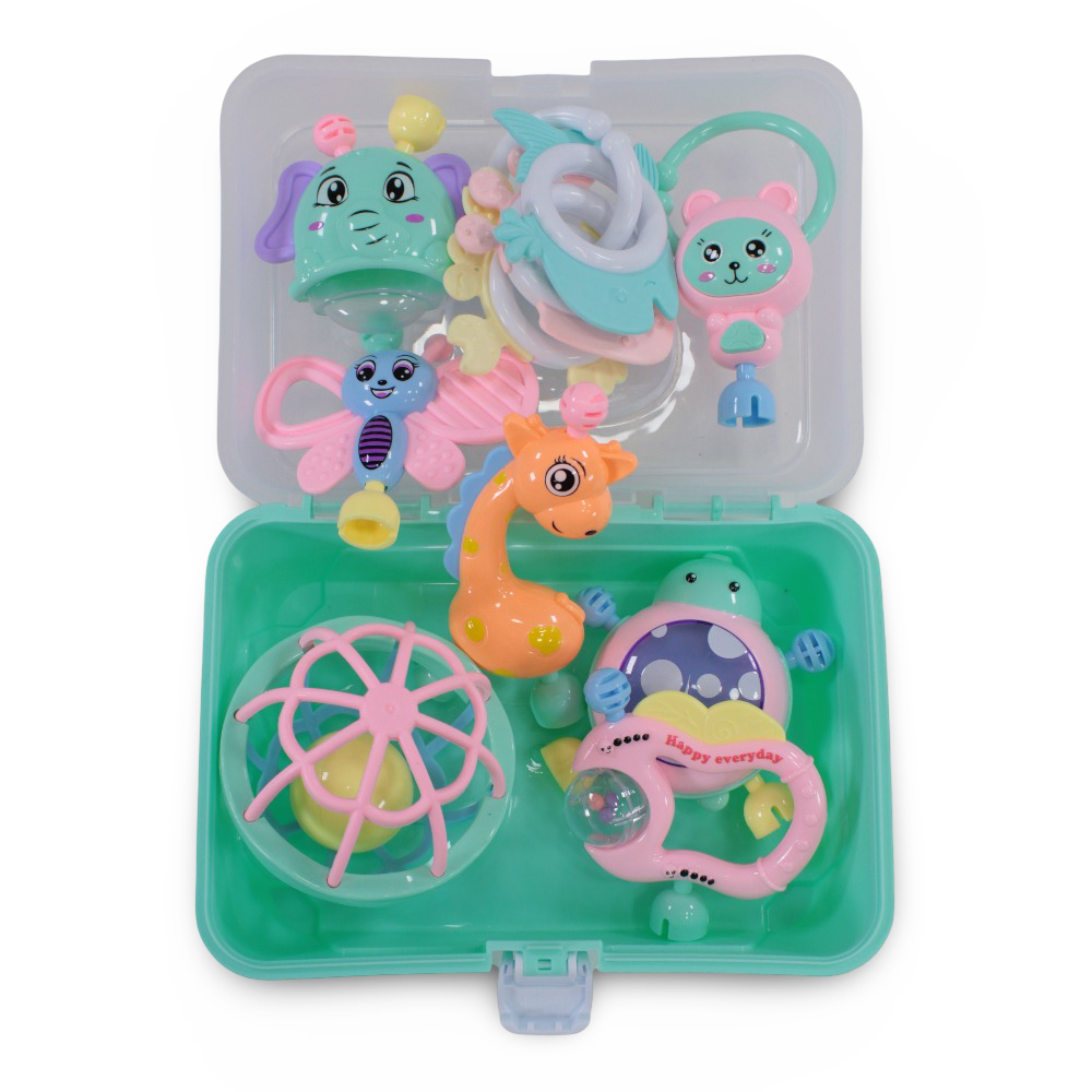 Baby Rattle and Teether Box - Mint 10 Pcs