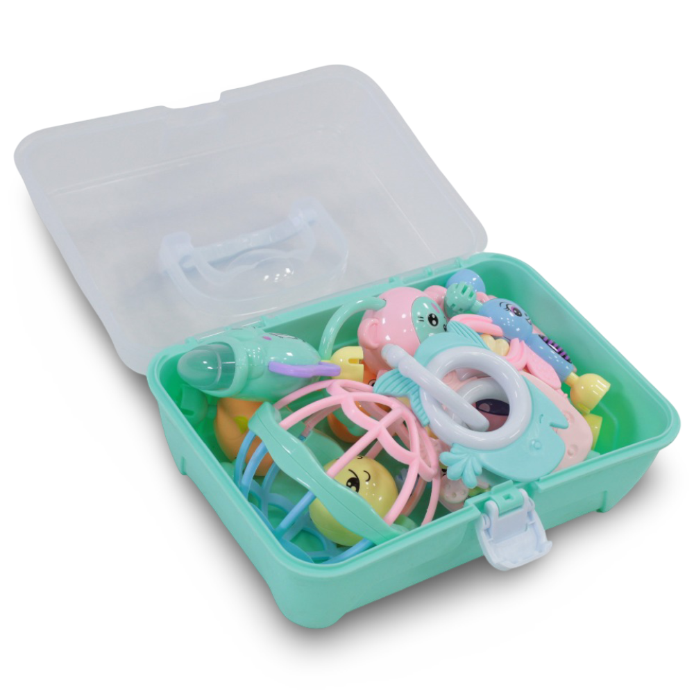 Baby Rattle and Teether Box - Mint 10 Pcs