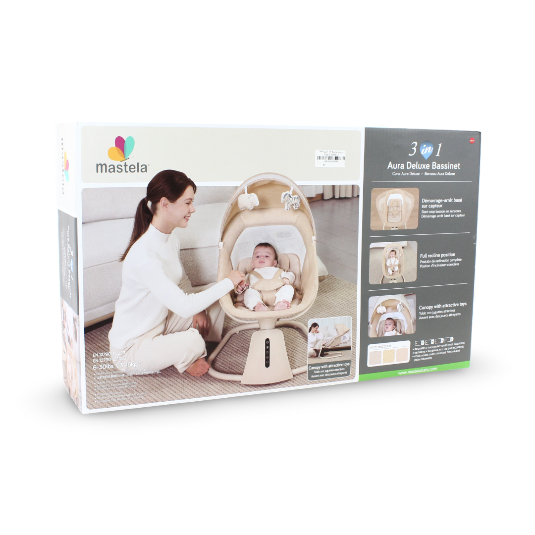 Mastela 3-In-1 Aura Deluxe Bassinet Swing – Beige