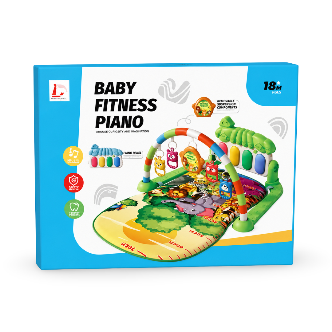Baby Fitness Piano Play Mat – Green with Animals Print