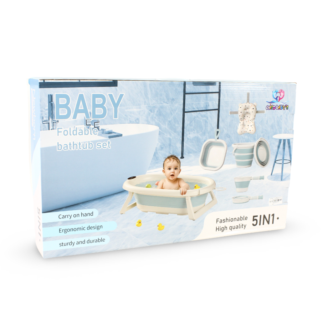 Foldable Baby Bathtub Set 1*5 – Baby Blue