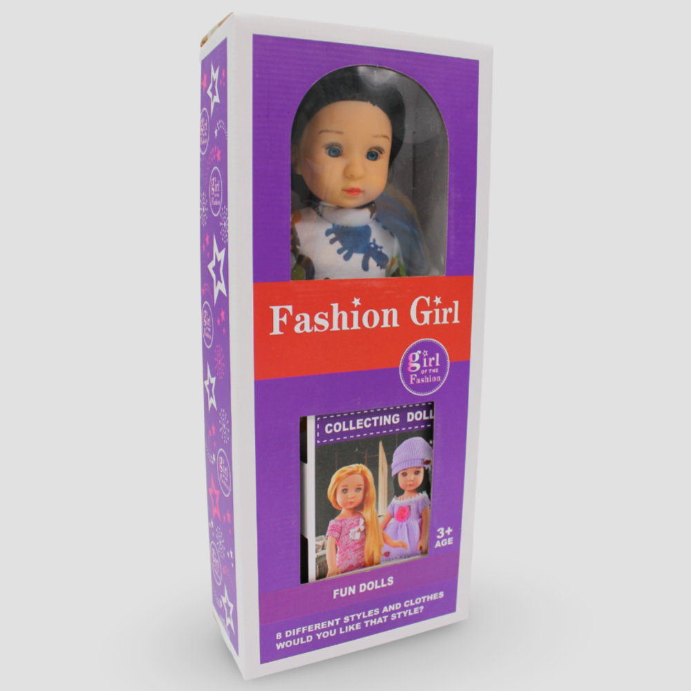 Fashion Girl Doll – Off-White Dress with Animal Prints