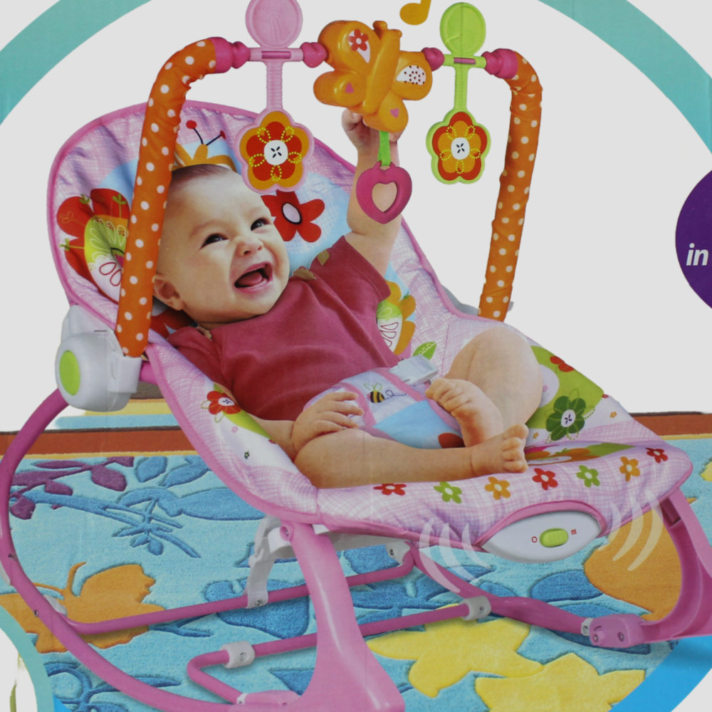 Tiibaby Infant to Toddler Rocker (Music & Vibrations) 18kg - Pink with Flowers