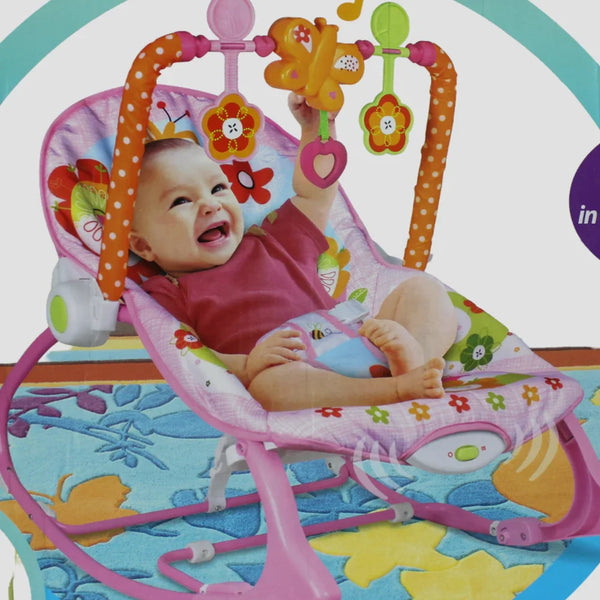 Tiibaby Infant to Toddler Rocker (Music & Vibrations) 18kg - Pink with Flowers