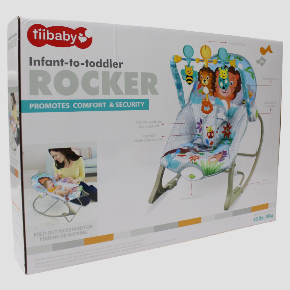 Tiibaby Infant to Toddler Rocker Promotes (Comfort & Security) 18Kg - Blue & Grey